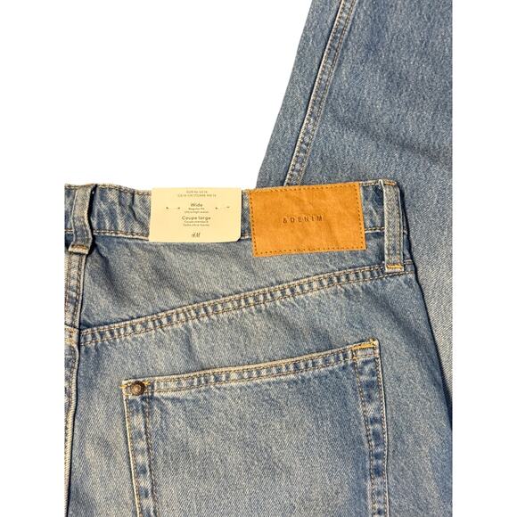 H&M wide regular fith ultra High waist coupe large denim jeans women sz 14 - Picture 3 of 8